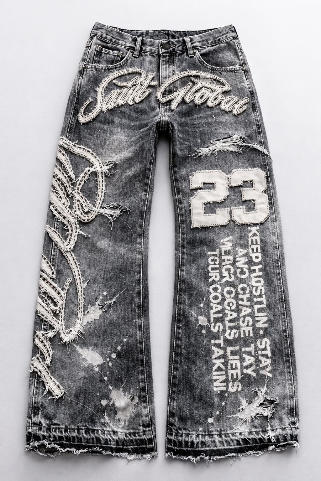 Deadstock Y2K Patchwork Baggy Blue Jeans
