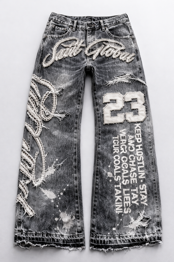 Deadstock Y2K Patchwork Baggy Blue Jeans