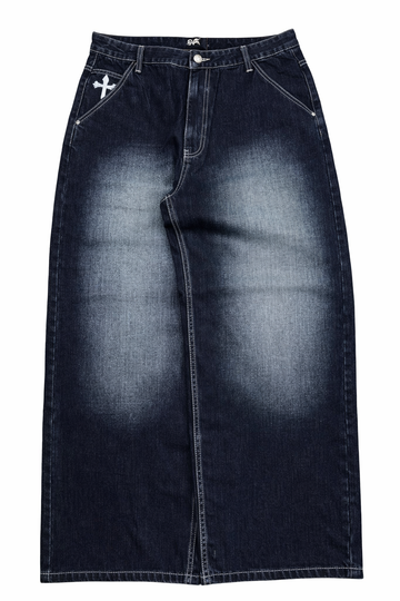 Deadstock Y2K Cross Embroidered Wide-Leg Jeans