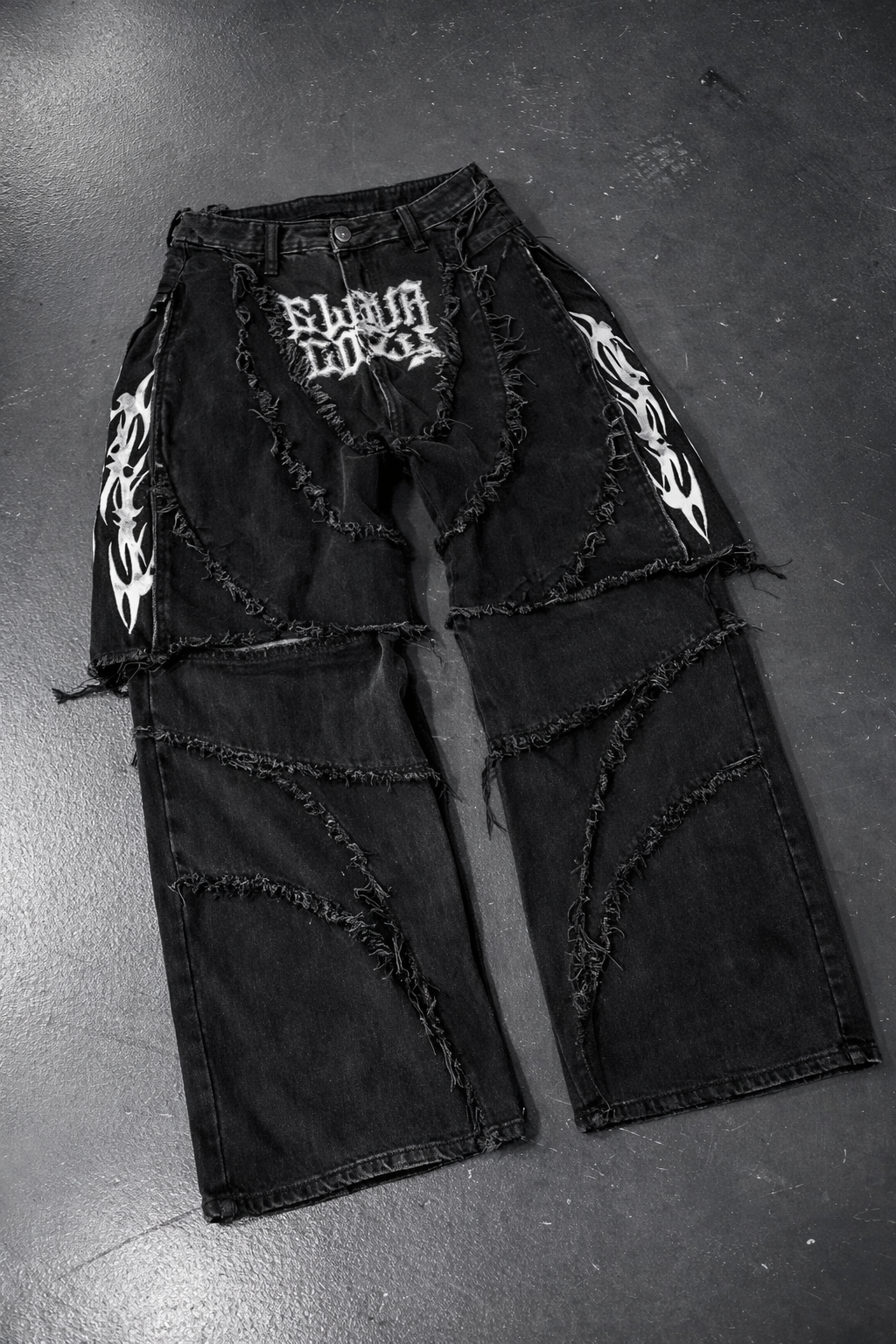 Deadstock. Patchwork Black Baggy Jeans