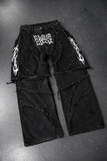 Deadstock. Patchwork Black Baggy Jeans