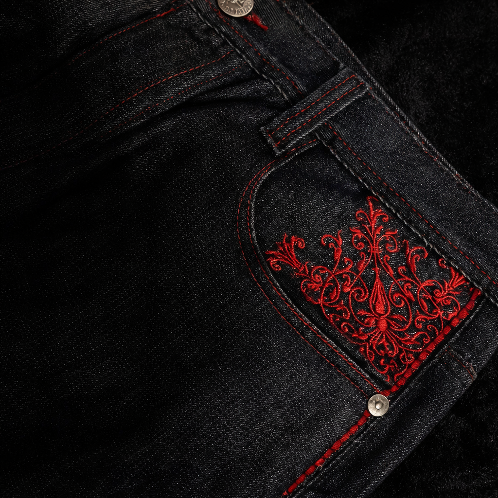 Deadstock Y2K Gothic Embroidered Black Baggy Jeans