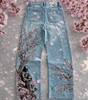 Deadstock Y2K Cherry Blossom Embroidered Wide-Leg Jeans