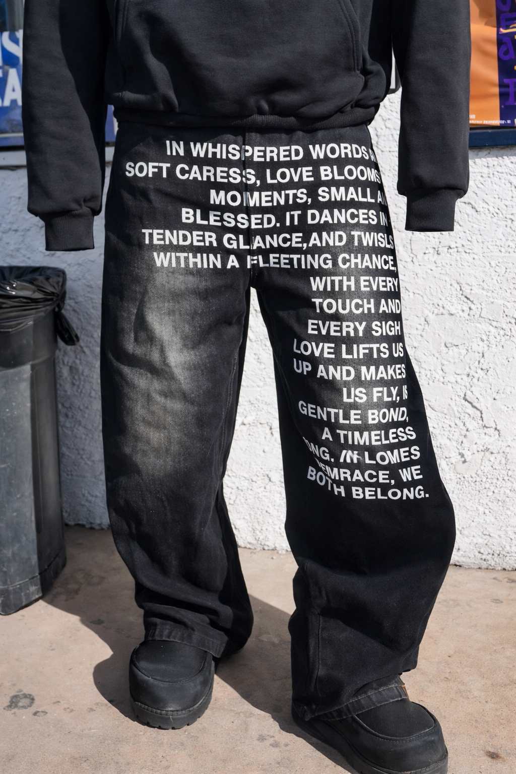 Deadstock. Y2K Letter Print Wide Leg Jeans