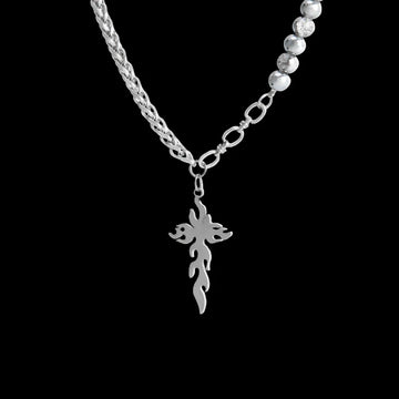 Deadstock. Silver Beads Stainless Steel Necklace