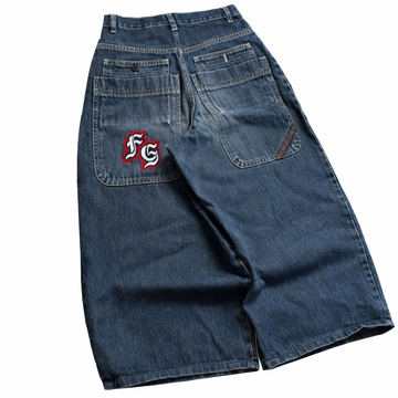 Deadstock Y2K Letter Embroidered Wide-Leg Jeans
