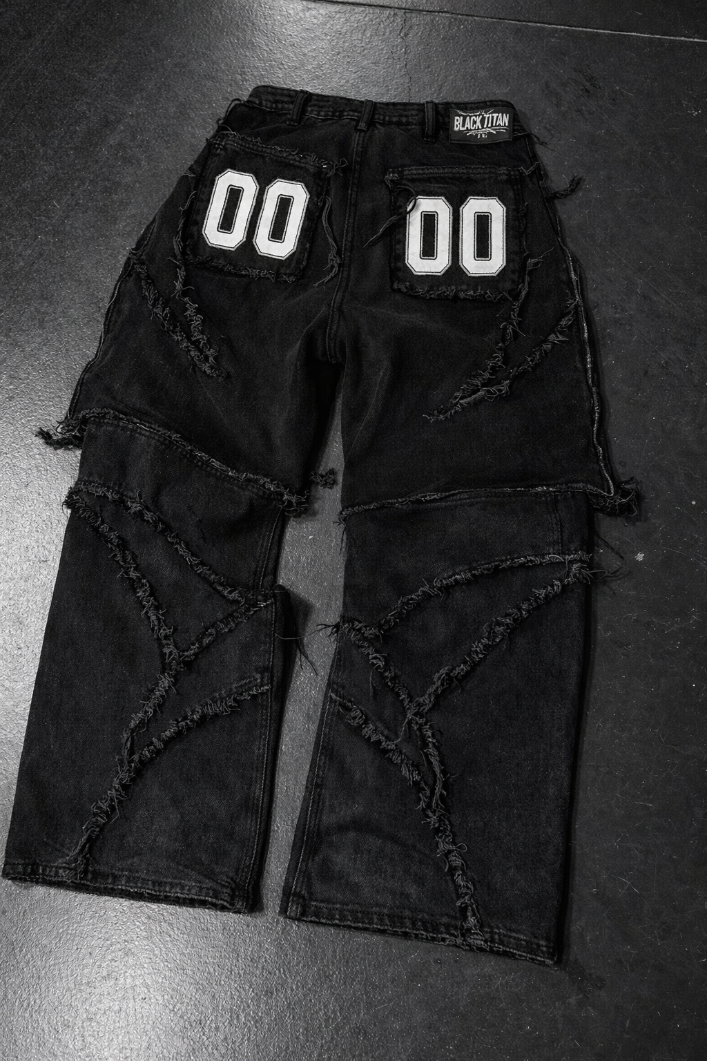 Deadstock. Patchwork Black Baggy Jeans