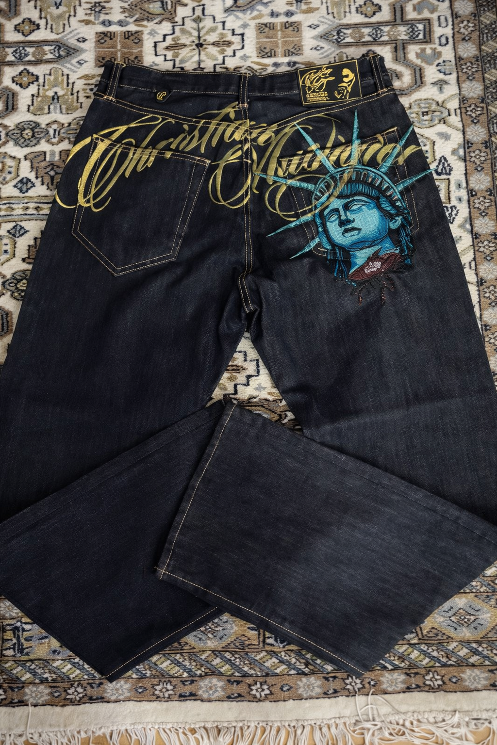 Deadstock Vintage Y2K Statue Graphic Wide Leg Jeans