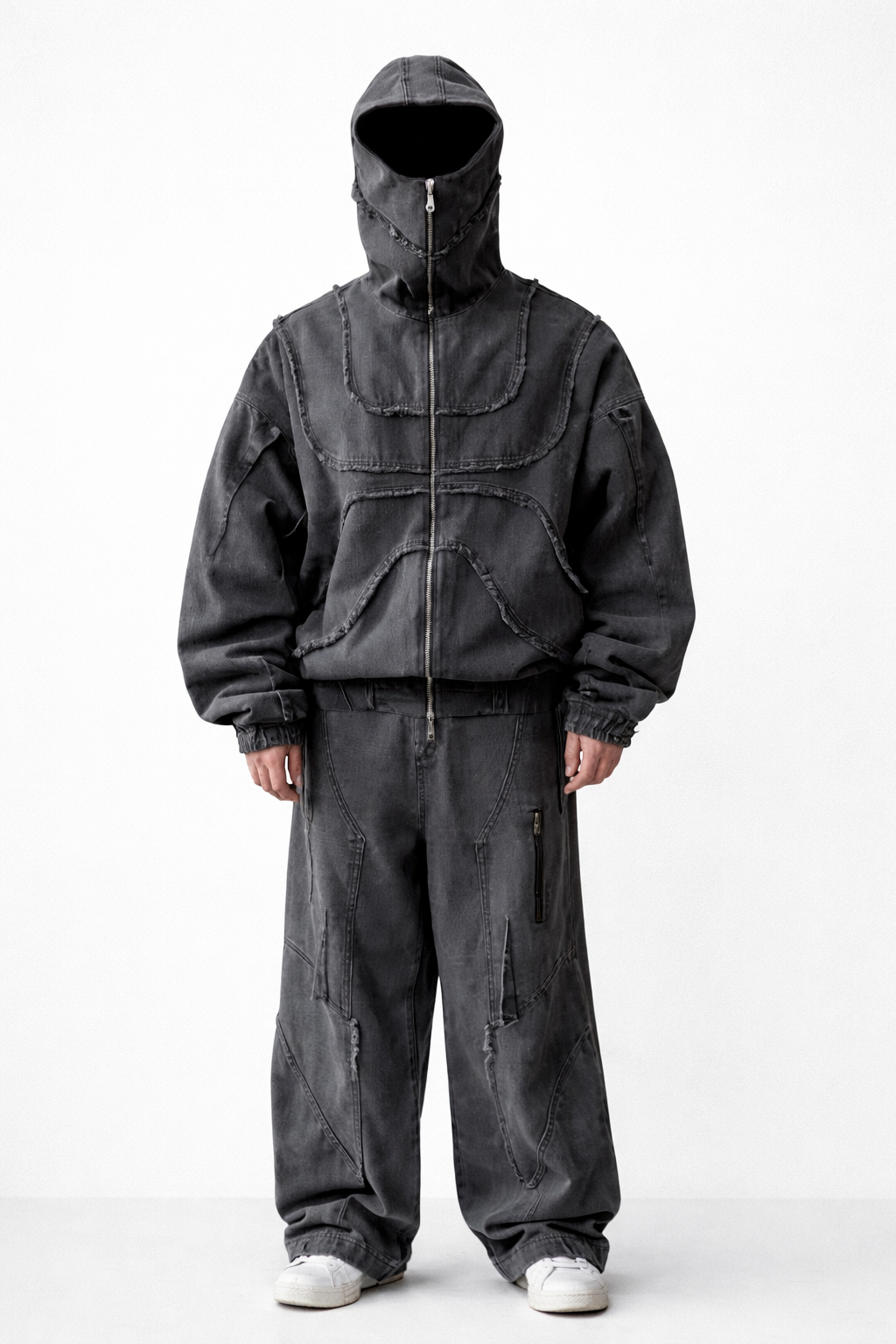 Deadstock Y2K Washed Black Denim Zip Jacket