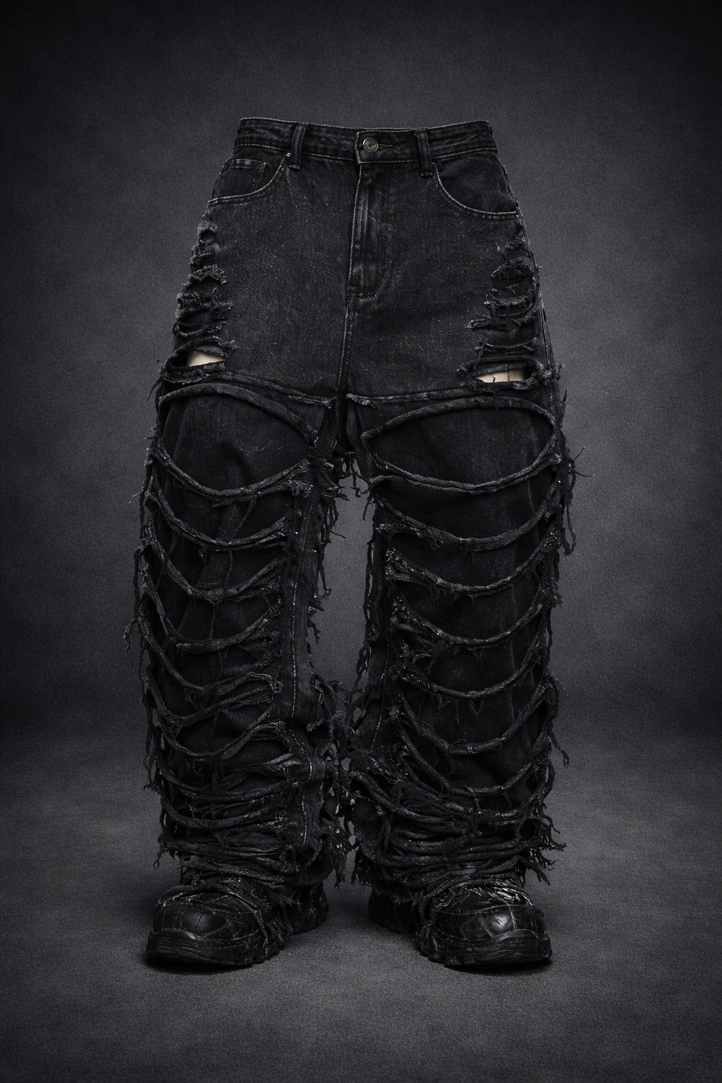 Deadstock Distressed Tassel Baggy Jeans