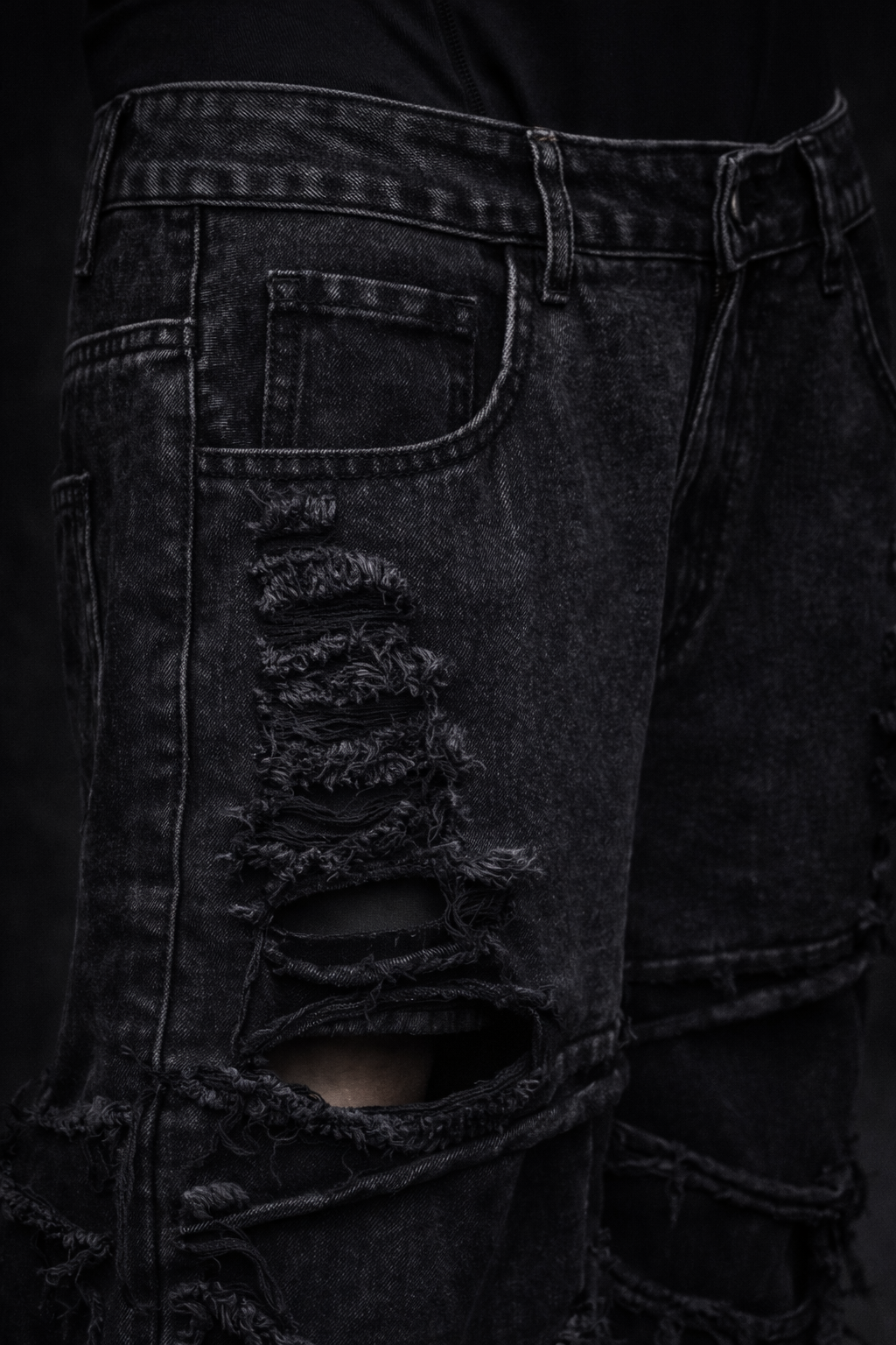 Deadstock Distressed Tassel Baggy Jeans