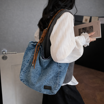 Deadstock Washed Denim Shoulder Tote Bag