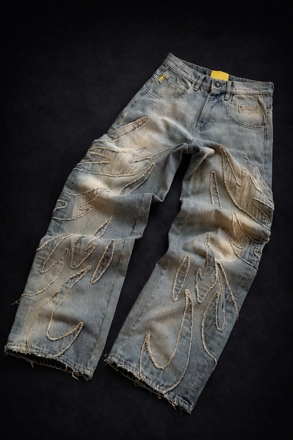 Deadstock Y2K Flame Stitch Baggy Jeans