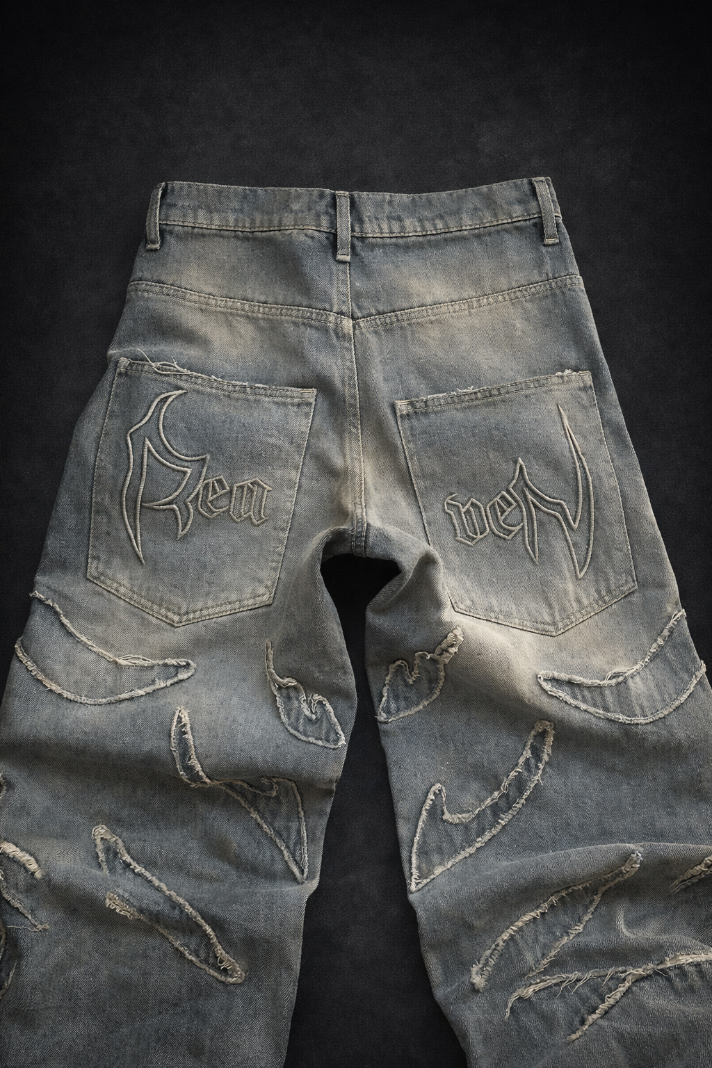 Deadstock Y2K Flame Stitch Baggy Jeans