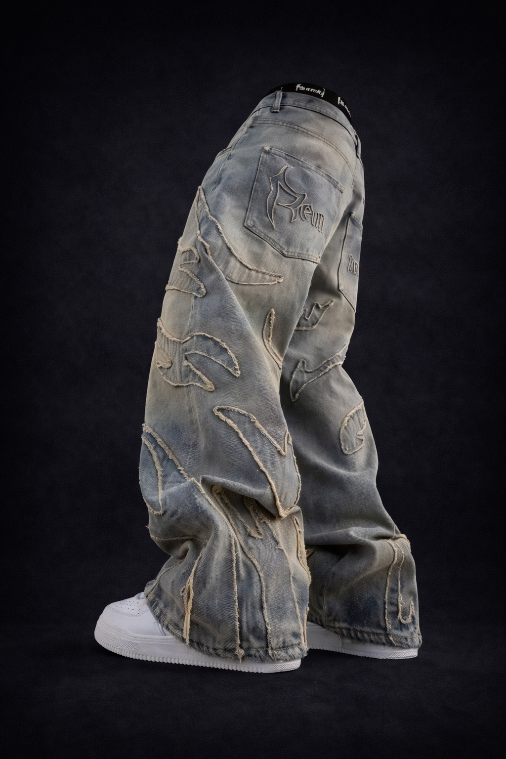 Deadstock Y2K Flame Stitch Baggy Jeans