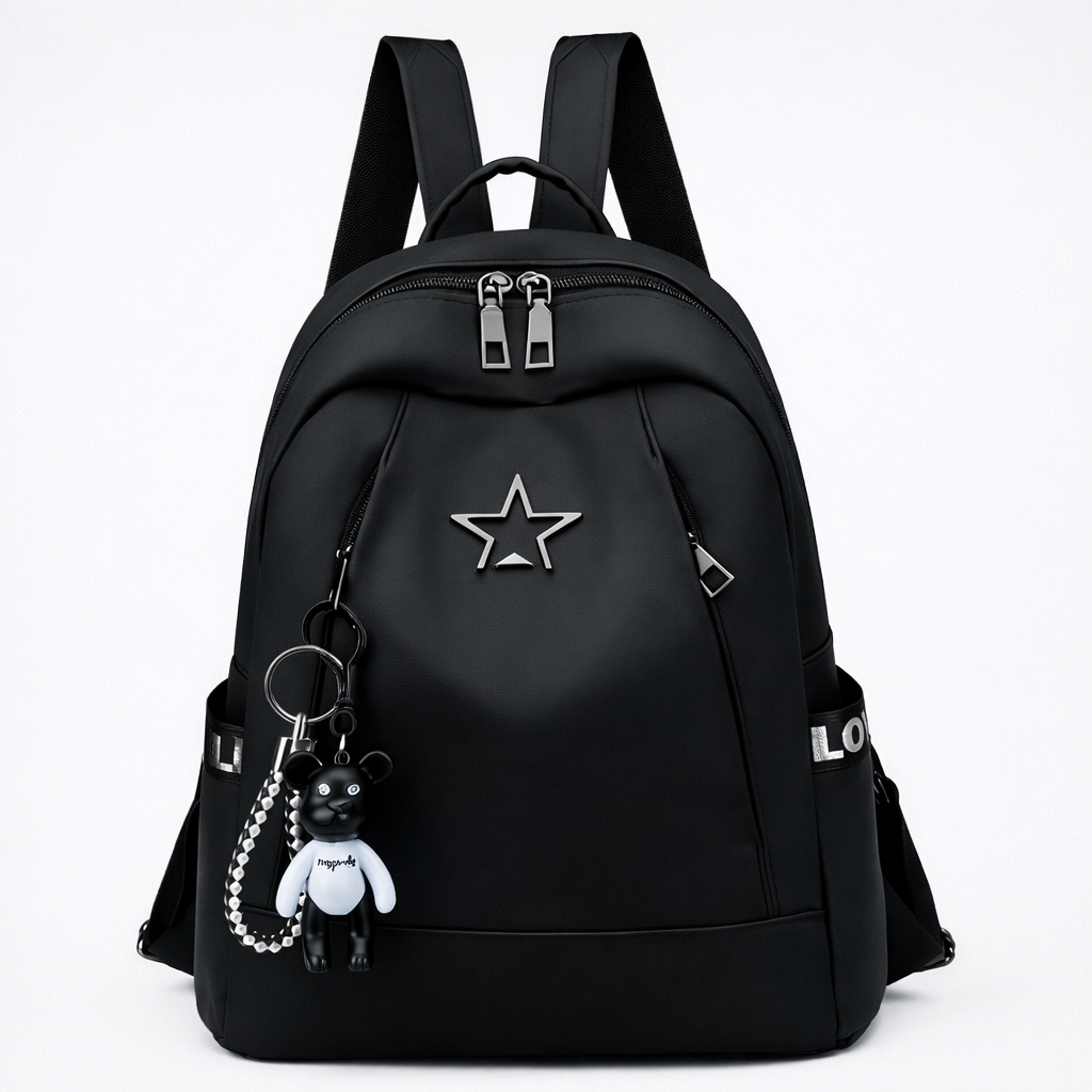 Deadstock Star Backpack – Y2K Black Canvas Rucksack