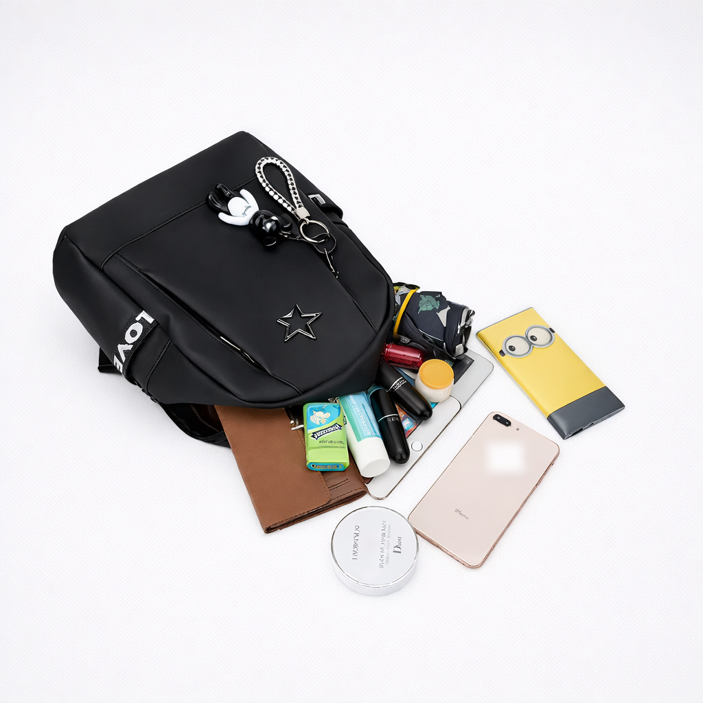 Deadstock Star Backpack – Y2K Black Canvas Rucksack