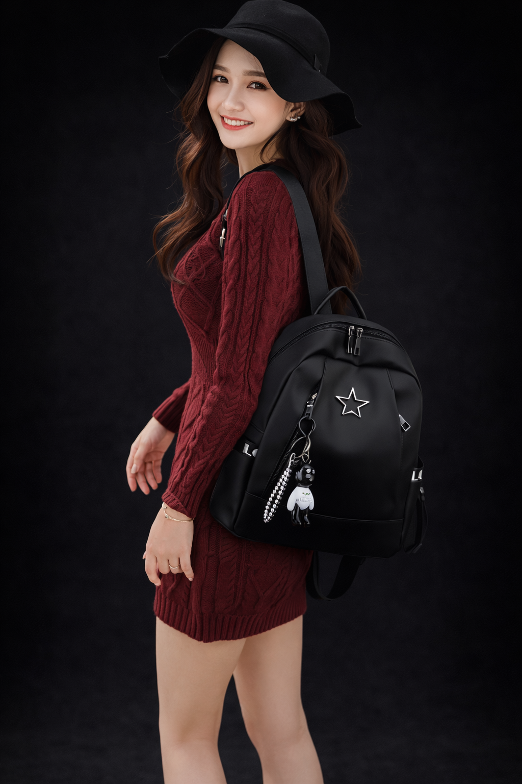 Deadstock Star Backpack – Y2K Black Canvas Rucksack