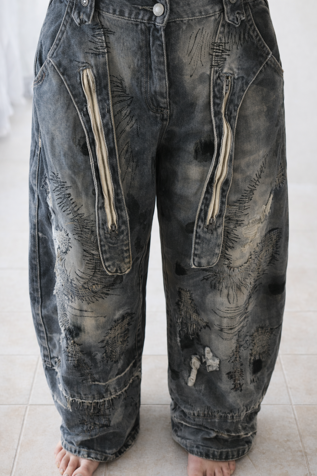 Deadstock Y2K Washed Print Baggy Jeans