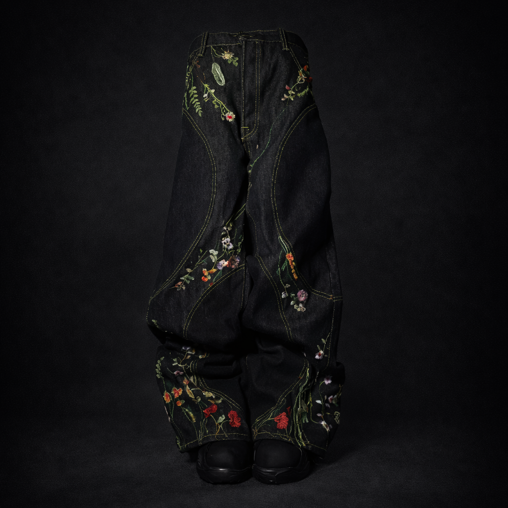 Deadstock Y2K Floral Embroidered Baggy Jeans