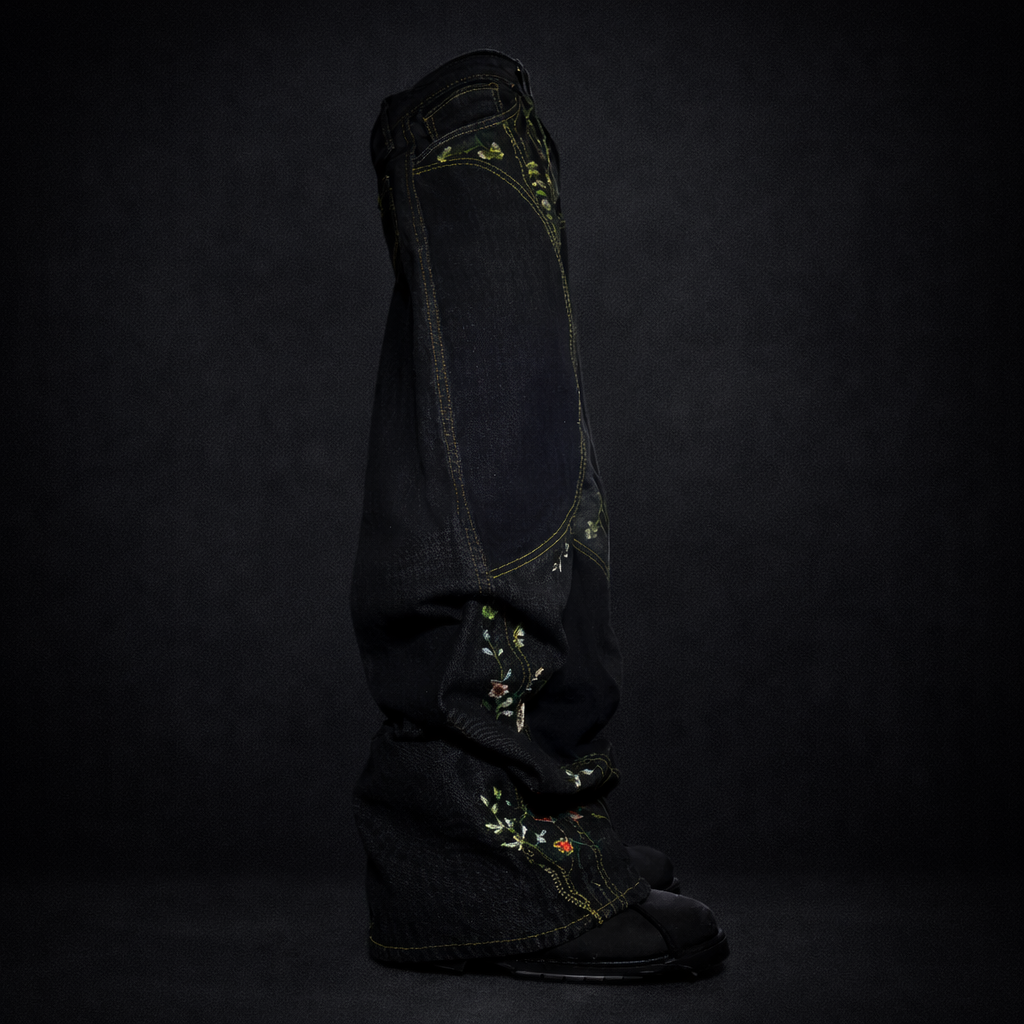 Deadstock Y2K Floral Embroidered Baggy Jeans