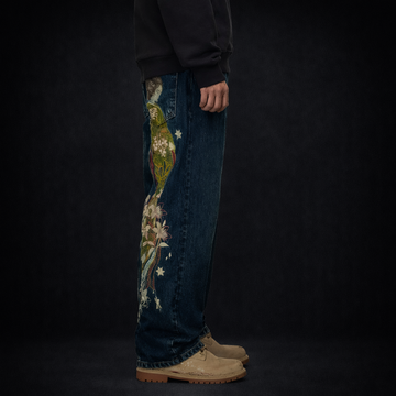 Deadstock Japanese Floral Embroidered Baggy Jeans