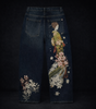 Deadstock Japanese Floral Embroidered Baggy Jeans