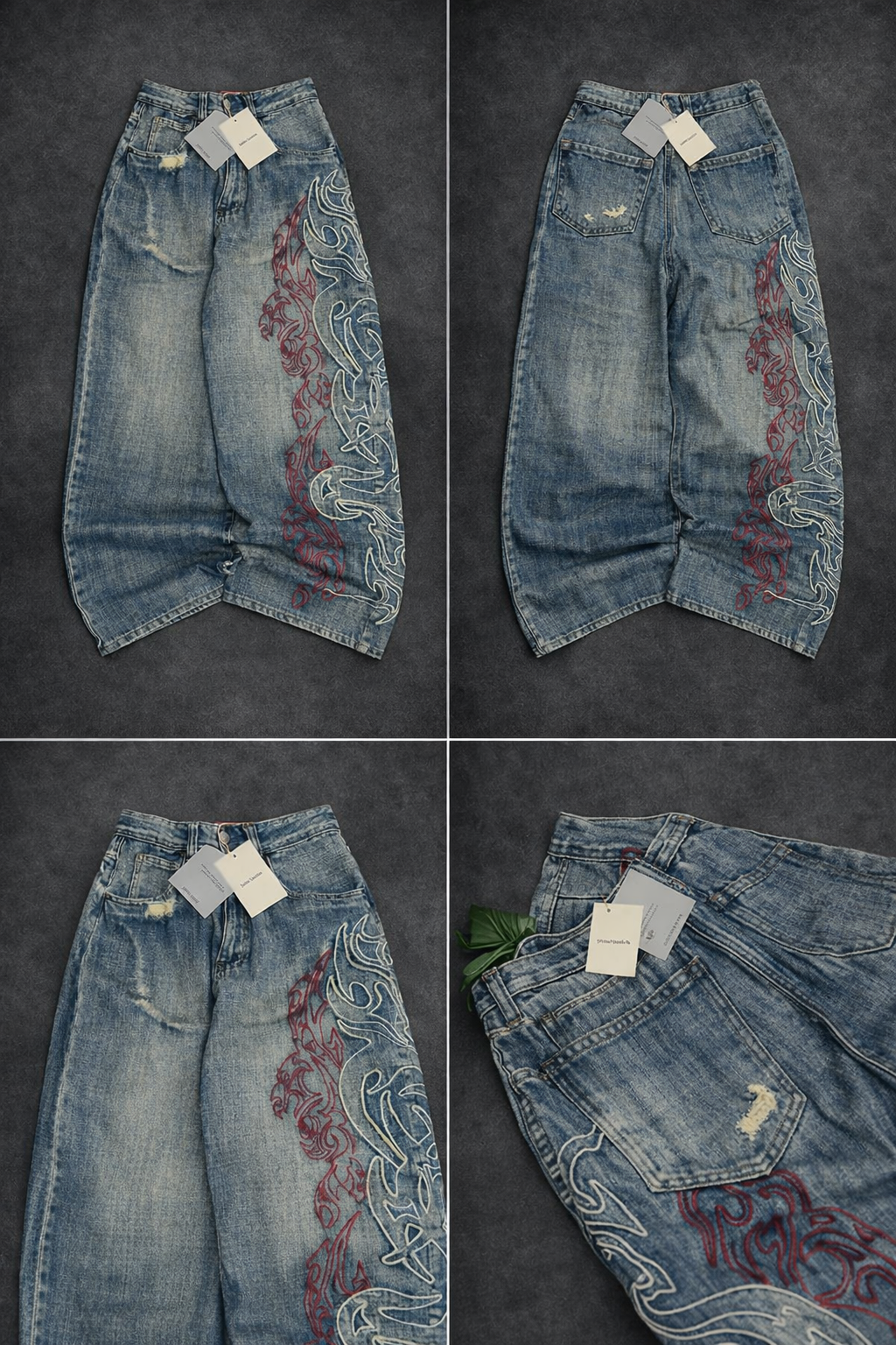 Deadstock Tribal Wide-Leg Jeans