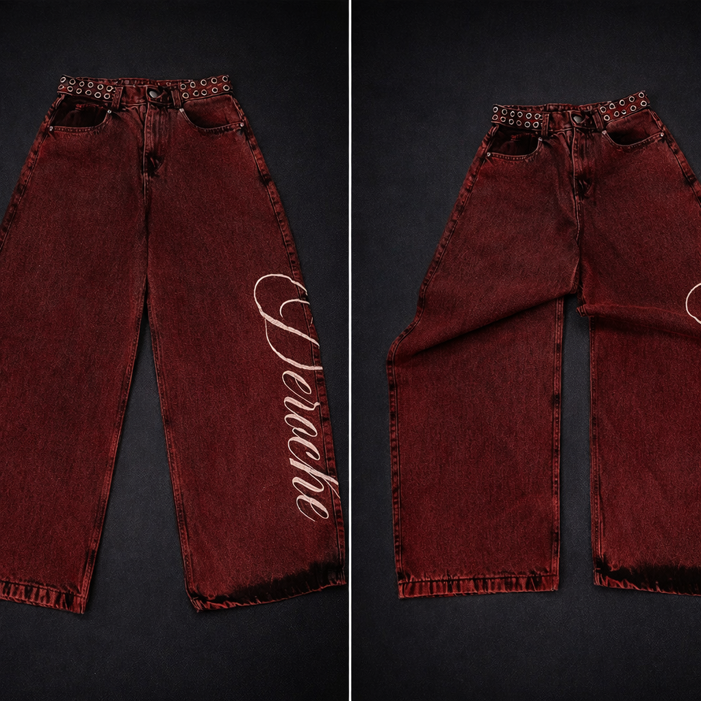 Deadstock Washed Red Y2K Baggy Jeans