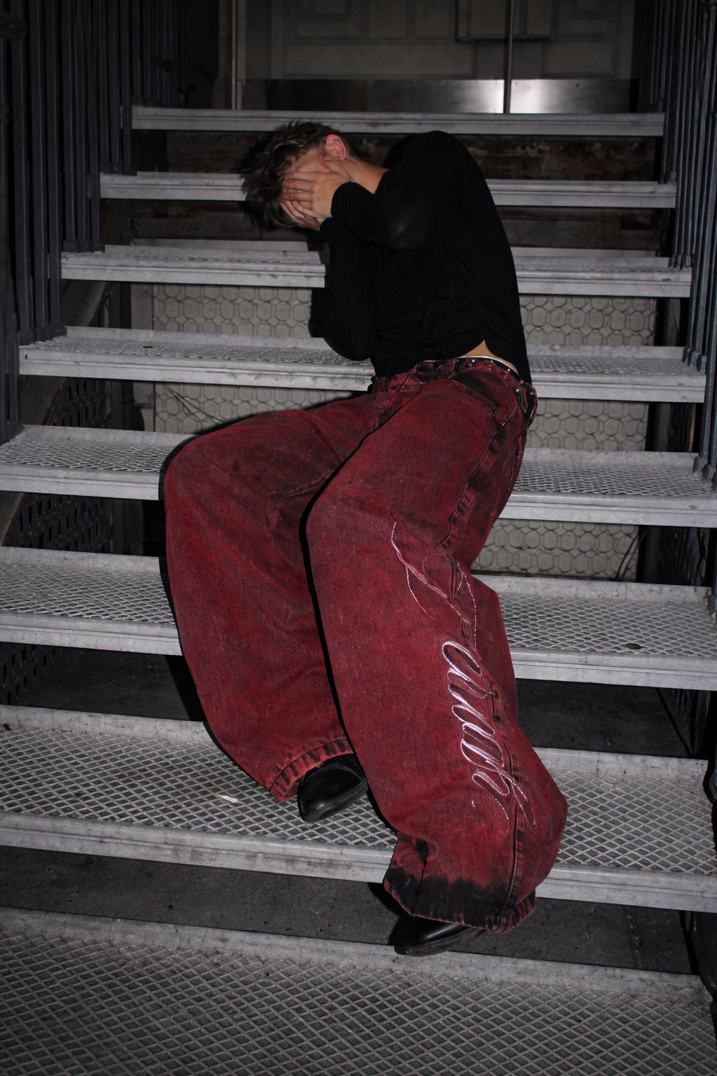 Deadstock Washed Red Y2K Baggy Jeans