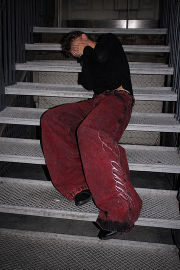 Deadstock Washed Red Y2K Baggy Jeans