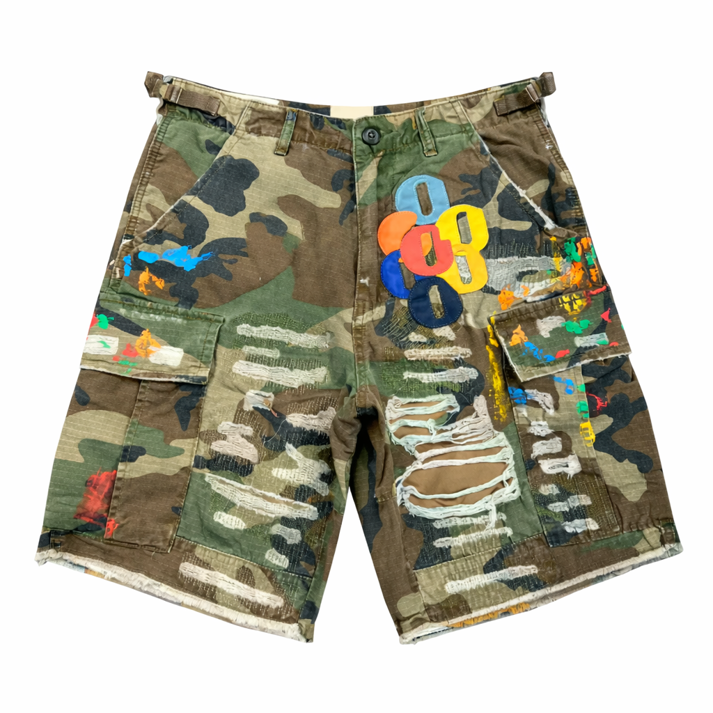 Deadstock Y2K Camo Embroidered Denim Shorts