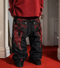 Deadstock Y2K Gothic Embroidered Black Baggy Jeans