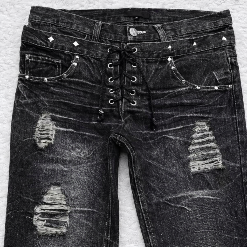 Deadstock Y2K Double-Waist Lace-Up Jeans