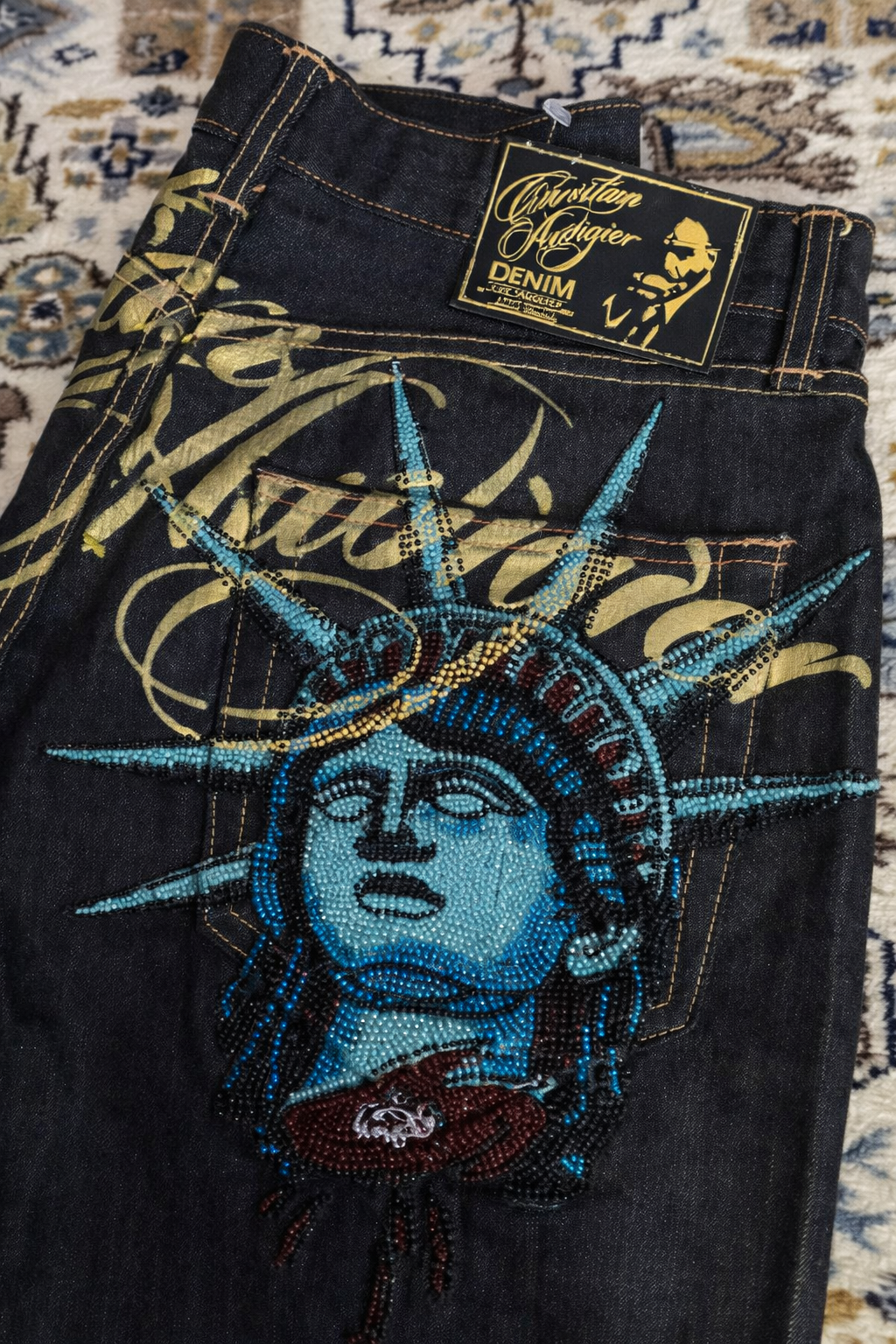 Deadstock Vintage Y2K Statue Graphic Wide Leg Jeans