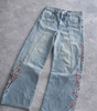 Deadstock Y2K Cherry Blossom Embroidered Wide-Leg Jeans