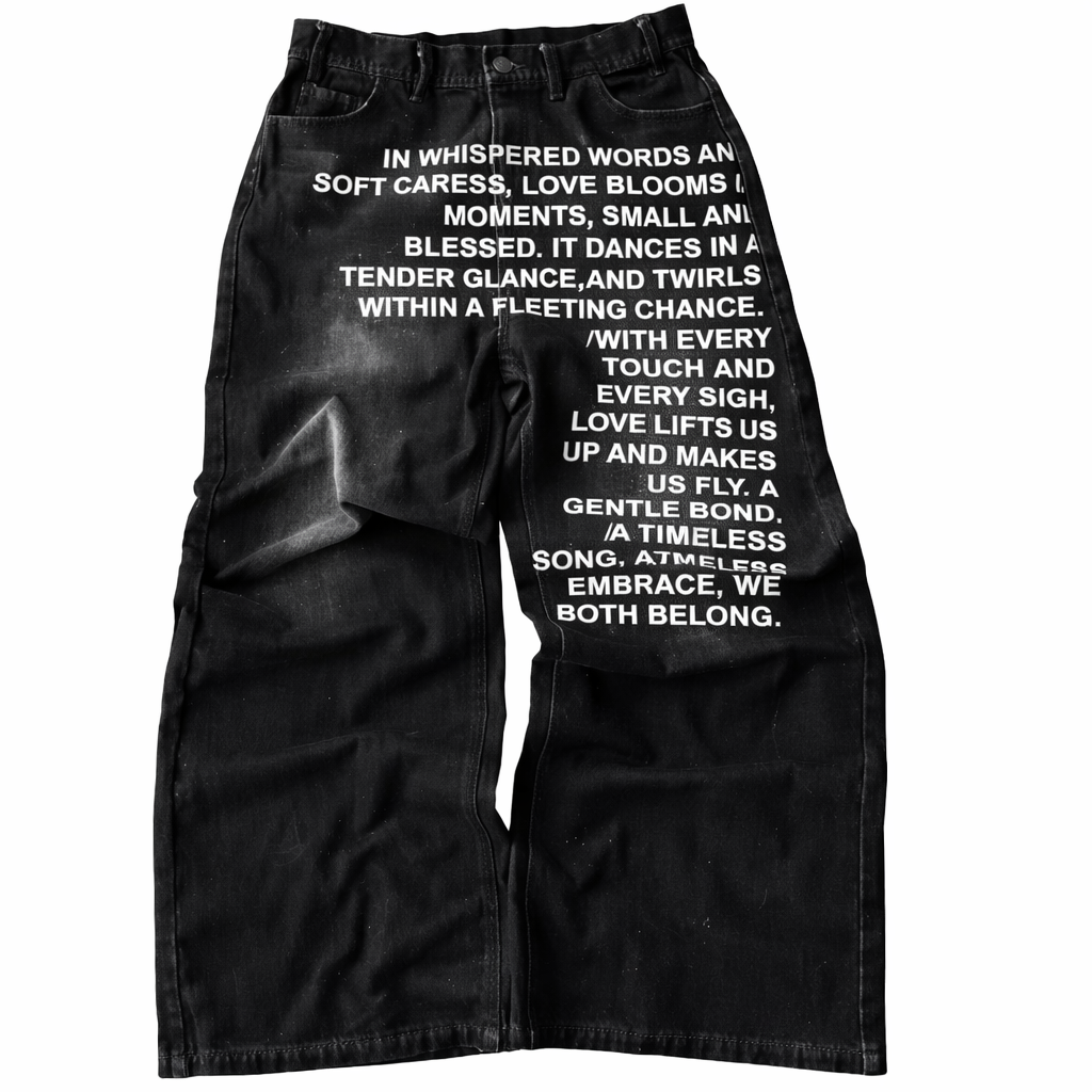 Deadstock. Y2K Letter Print Wide Leg Jeans