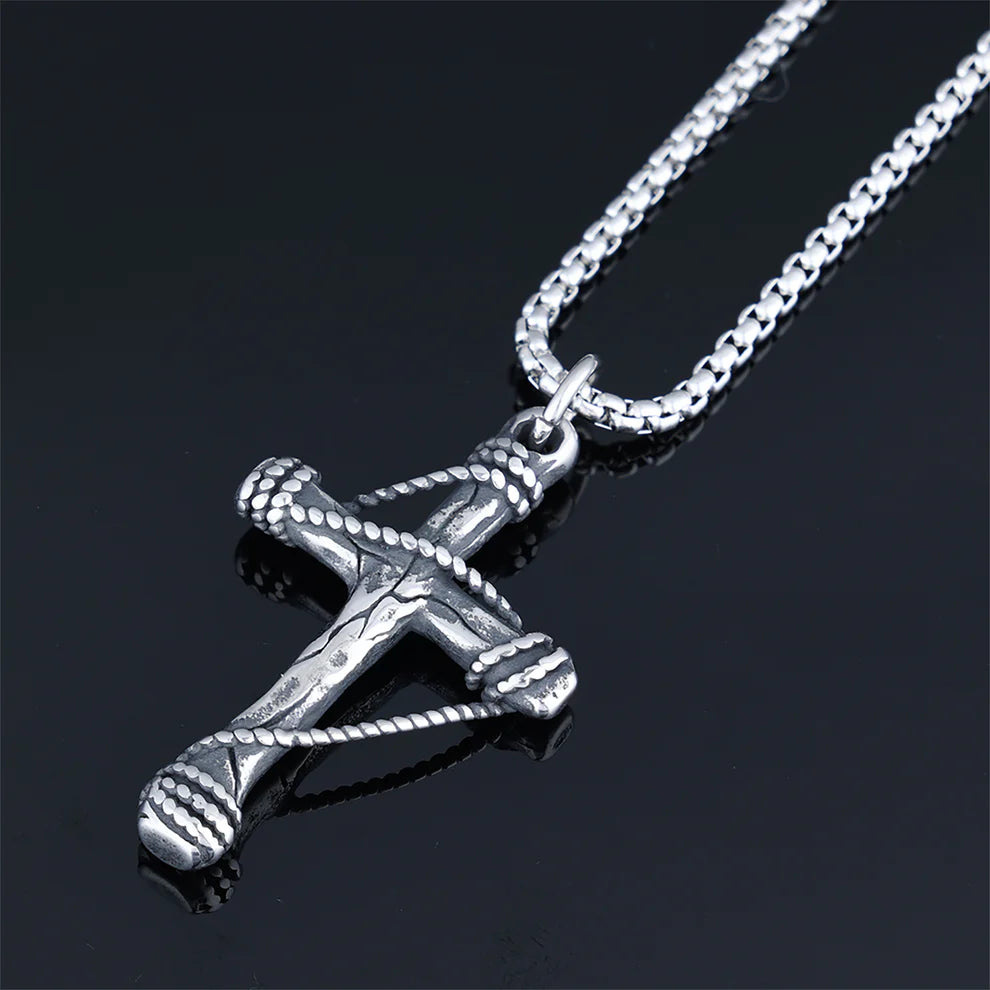 Deadstock. Cable Cross Stainless Steel Necklace