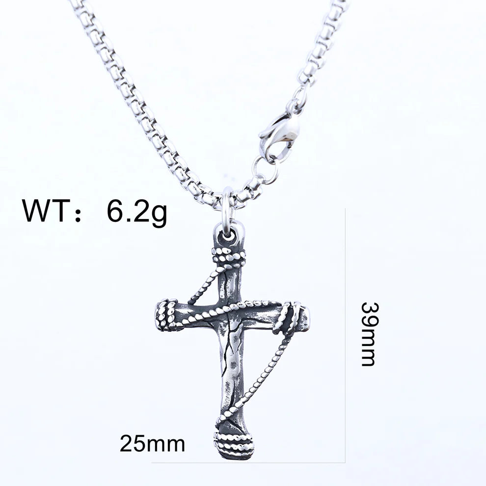 Deadstock. Cable Cross Stainless Steel Necklace