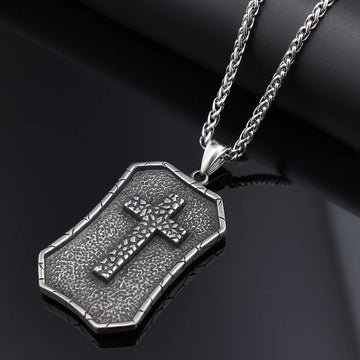 Deadstock. Rectangle Cross Stainless Steel Necklace