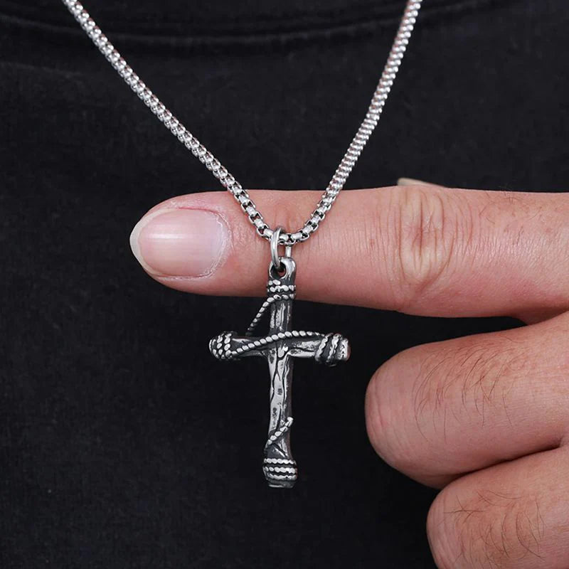 Deadstock. Cable Cross Stainless Steel Necklace