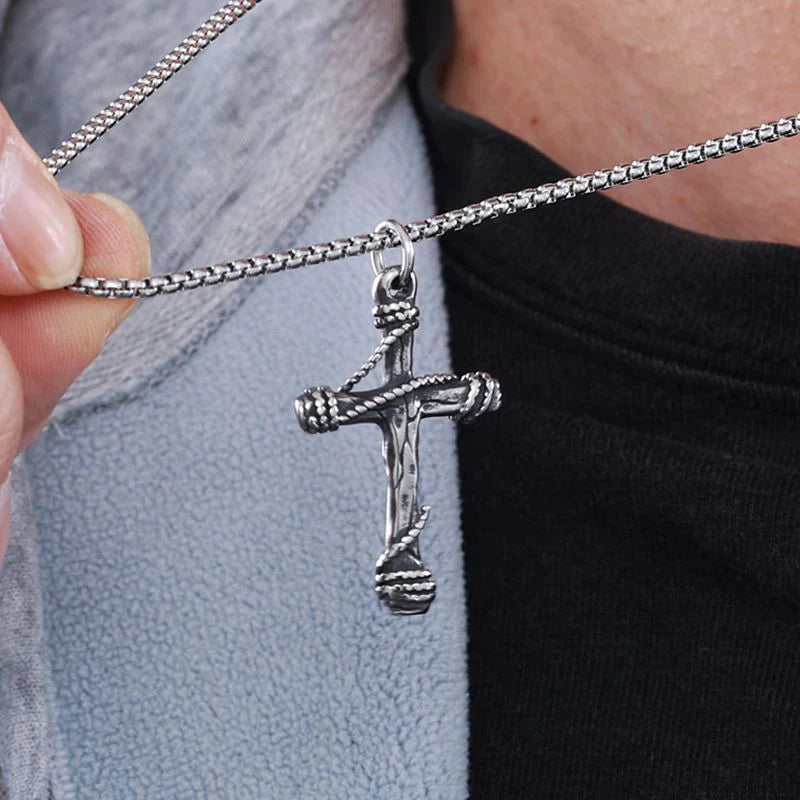 Deadstock. Cable Cross Stainless Steel Necklace