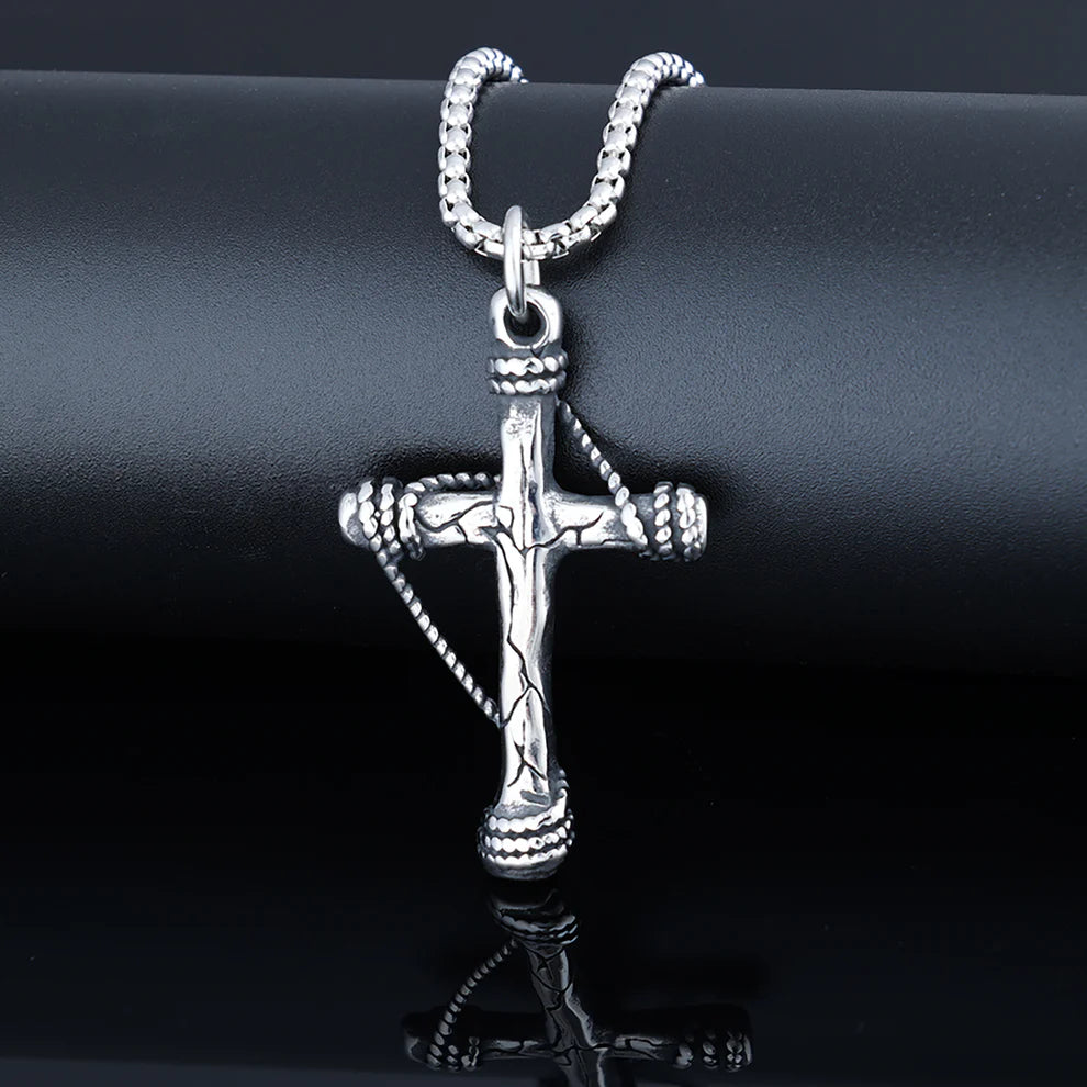 Deadstock. Cable Cross Stainless Steel Necklace