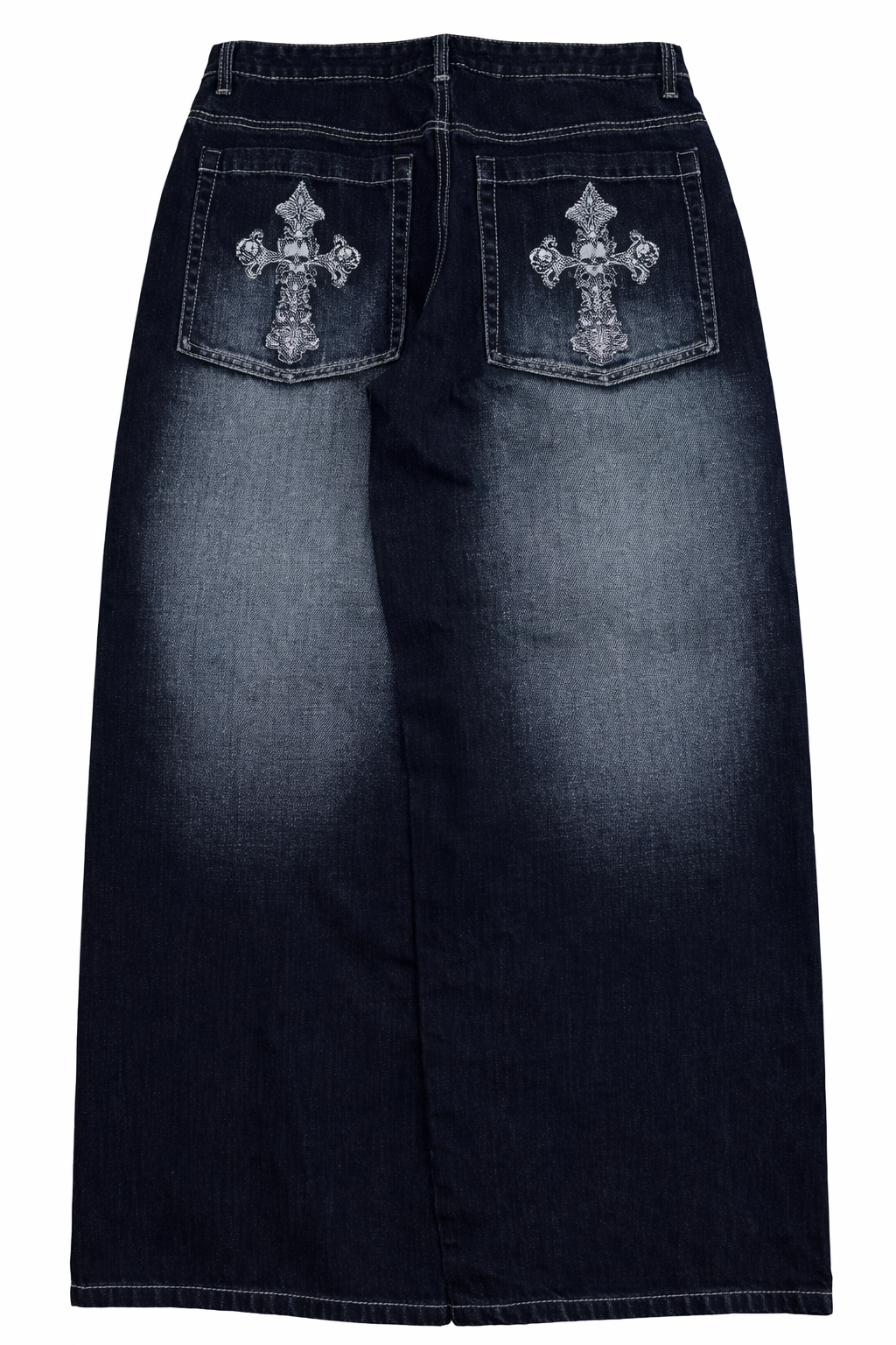 Deadstock Y2K Cross Embroidered Wide-Leg Jeans