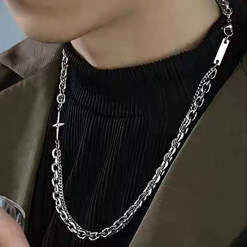 Deadstock. Layered Cross Stainless Steel Necklace