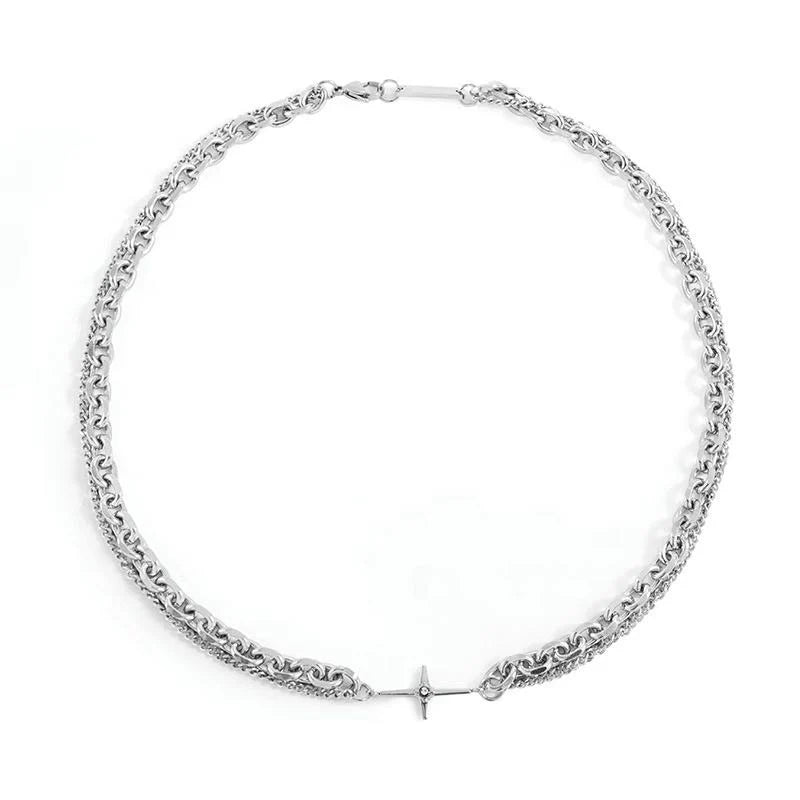 Deadstock. Layered Cross Stainless Steel Necklace