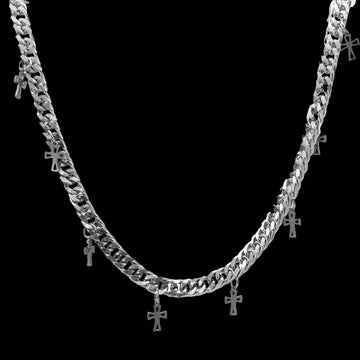 Deadstock. Multi Cross Cuban Stainless Steel Necklace