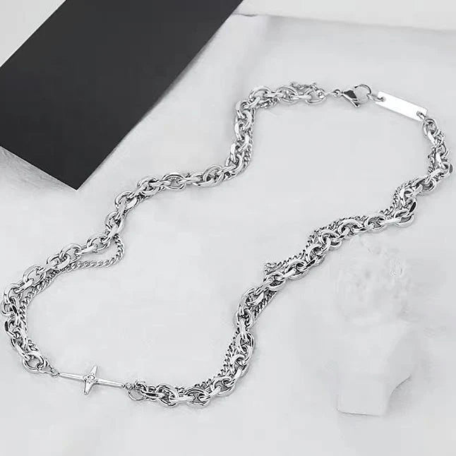 Deadstock. Layered Cross Stainless Steel Necklace