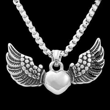 Deadstock. Wings Heart Stainless Steel Necklace