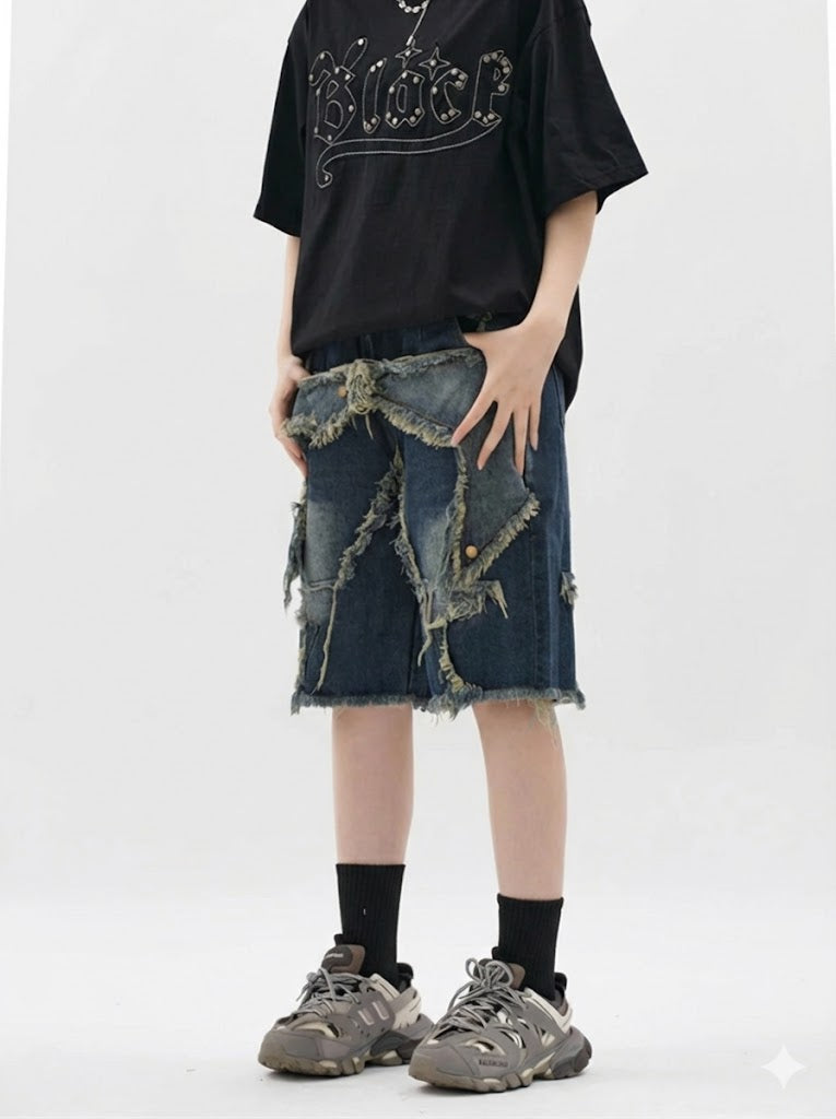 Deadstock Raw Hem Star Jorts
